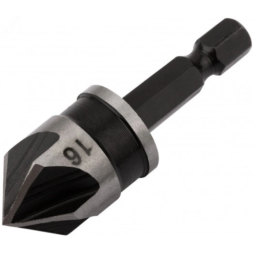 Зенкер конический, легированная сталь, хвостовик под биту, 16 мм