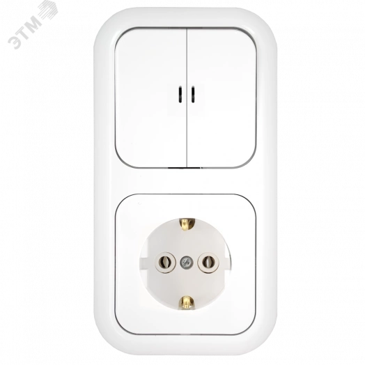 Беларусь Блок выключатель двухклавишный С индикатором+розетка