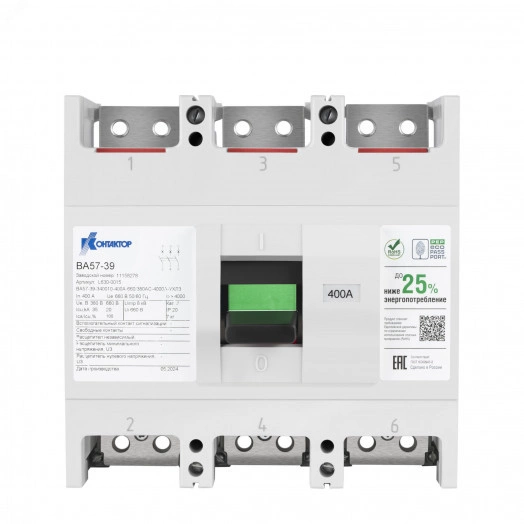 Выключатель автоматический ВА57-39-344610-500А-660/380AC-2500А-4З4Р-ВКС