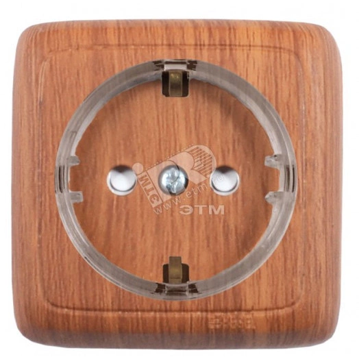 Розетка наружная с заземлением с изоляционной пластиной со шторками (стакан) дуб