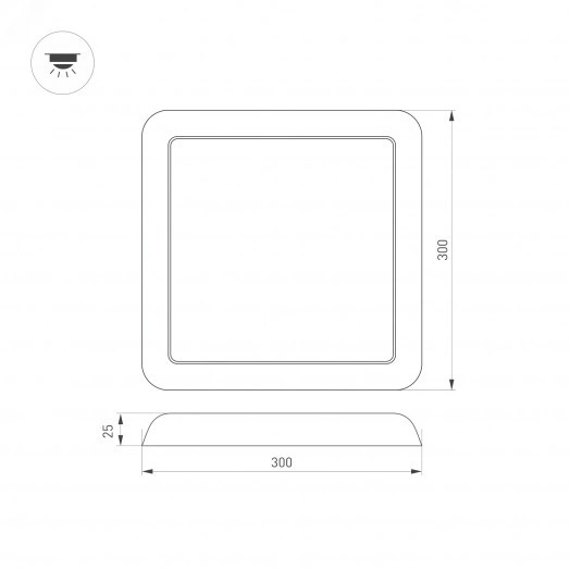 Светильник CL-FIOKK-S300x300-25W Day4000-MIX (WH, 120 deg, 230V)