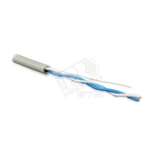 Кабель витая пара. неэкранированнаят U/UTP. категория 5. 2 пары (24 AWG). многожильный (patсh). LSZH. нг(С)-HF. -20C - +75C. серый (500 м)