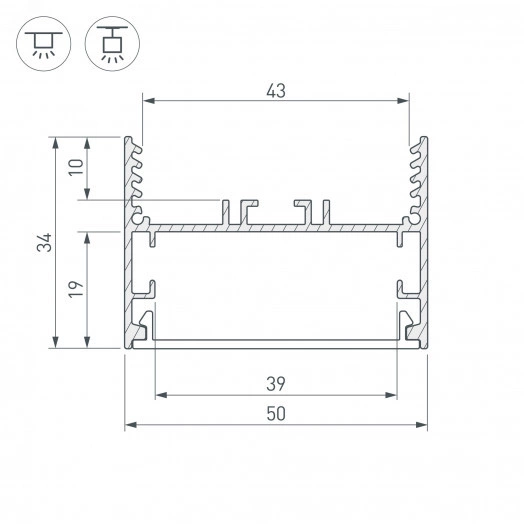 Профиль SL-LINE-5035-2000 ANOD (ARL, Алюминий)