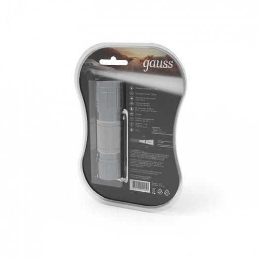 Фонарь ручной светодиодный LED 1 Вт 50 Лм модель GFL106 черный на батарейках 3xAAA Gauss