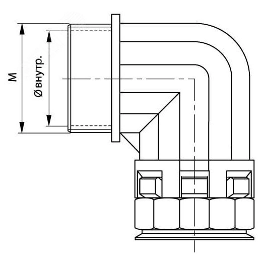 Монтажный комплект муфта 90 грд. труба-коробка DN 12 мм, М16х1,5, полиамид, цвет черный