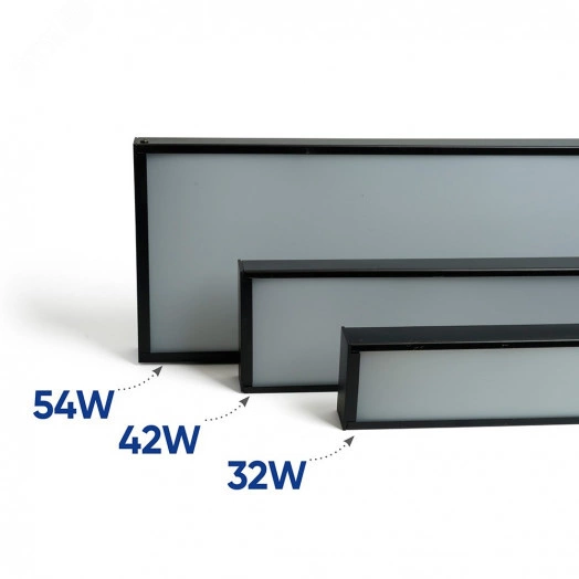 Светильник светодиодный ДПО-42вт 4000К 3360Лм линейный рассеиватель матовый в стальном корпусе черный Feron.ONE