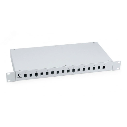 Кросс бокс оптический 19' на 16 SC (LC duplex) со сплайс-кассетой и КДЗС (без пигтейлов и проходных адаптеров)