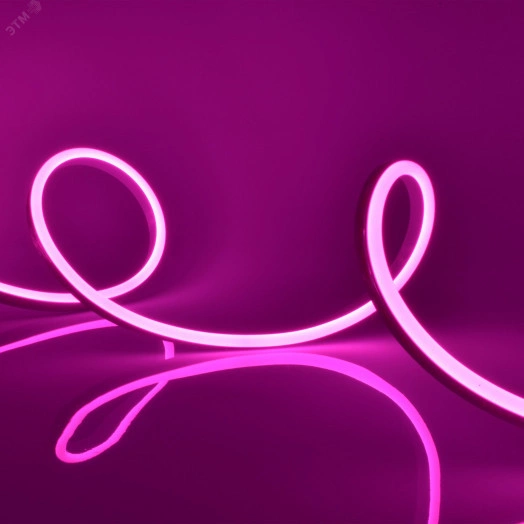 Светодиодная гибкая герметичная лента. NEON ULS-N11-2835-120LED/m-8mm-IP67-DC24V-10W/m-15M-PINK  катушка 15м в герметичной упаковке розовый свет