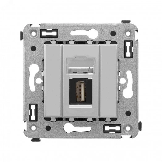 Avanti USB 2.0 розетка одинарная в стену, тип А-А, Закаленная сталь