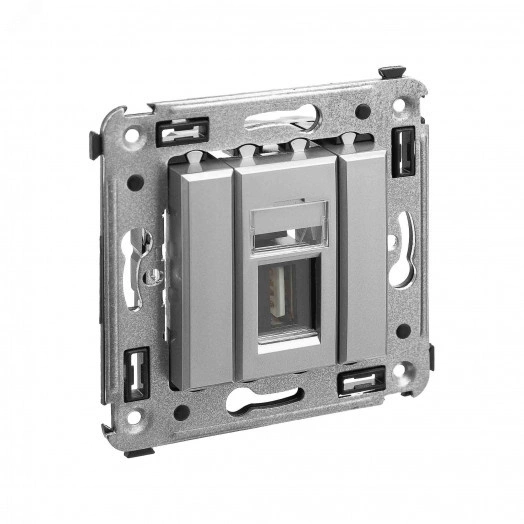 Avanti USB 2.0 розетка одинарная в стену, тип А-А, Закаленная сталь