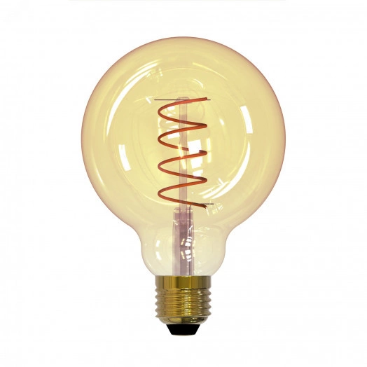 Лампа светодиодная декоративная LED 4вт 220-240В шар G95 400Лм Е27 2250К золотая колба спиральная нить Vintage