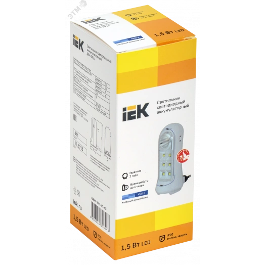 Светильник ДБА 3924 аккумулятор 3ч 1,5Вт IEK