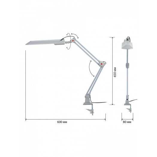 Светильник настольный с лампой PL на струбцине серый NL-201-G23-11W-GY ЭРА