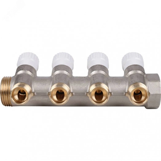 Коллектор распределительный 1', 4 отвода 1/2'