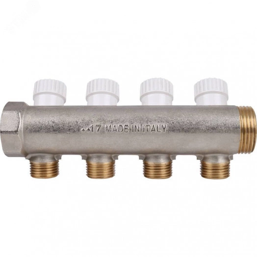 Коллектор распределительный 1', 4 отвода 1/2'