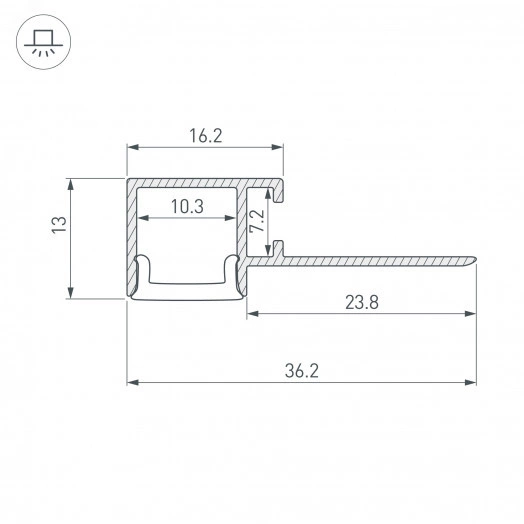 Профиль FANTOM-BENT-W12-TOP-EDGE-2000 ANOD (Arlight, Алюминий)