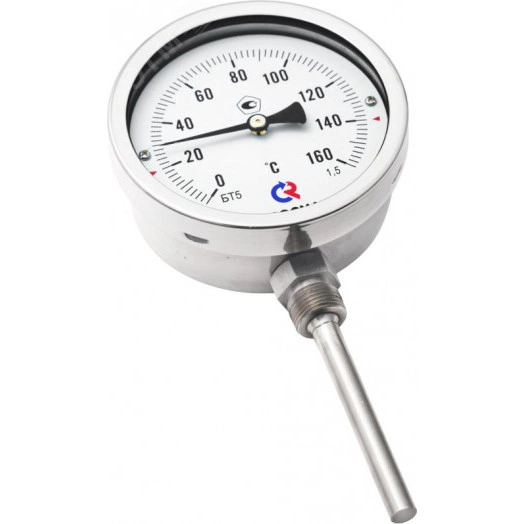 термометр биметаллический радиальный коррозионностойкий бт-52.220 0-250с 1/2' 100 кл.1,5