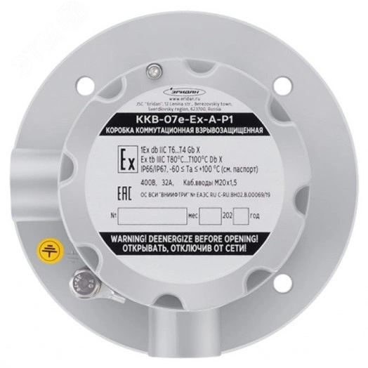 Коробка коммутационная взрывозащищенная угловая   ККВ-07е-Ех-А-Р1-У-БК1, без кабельных вводов