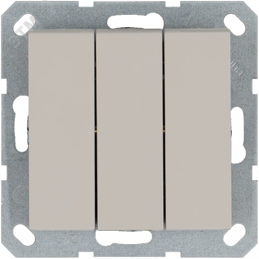 Выключатель трехклавишный 10A 250V~ с накладкой, цвет Тауп