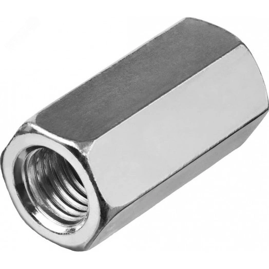 Гайка DIN 6334 М16 шестигранная удлиненная соединительная класс прочности 6 покрытие цинк