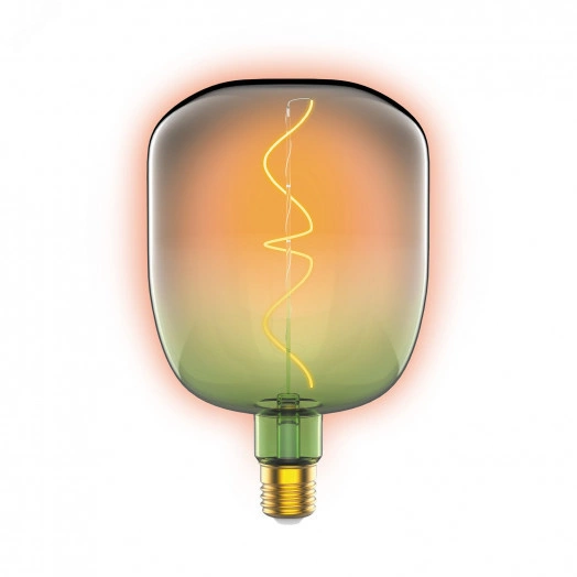 Лампа светодиодная филаментная LED 5 Вт 200 лм 1800К AC185-265В E27 V140 теплая зеленая колба Black Filament Gauss