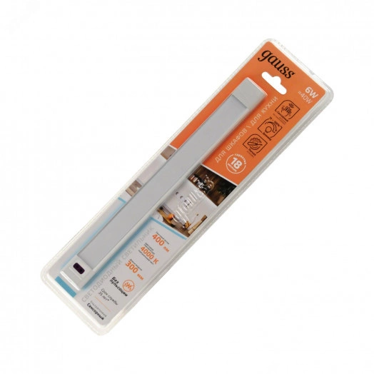 Светильник модульный линейный сенсорный 6 Вт 400 Лм 4000К 300х30х11 мм IP20 модель D работает от движения рукой Modul Gauss