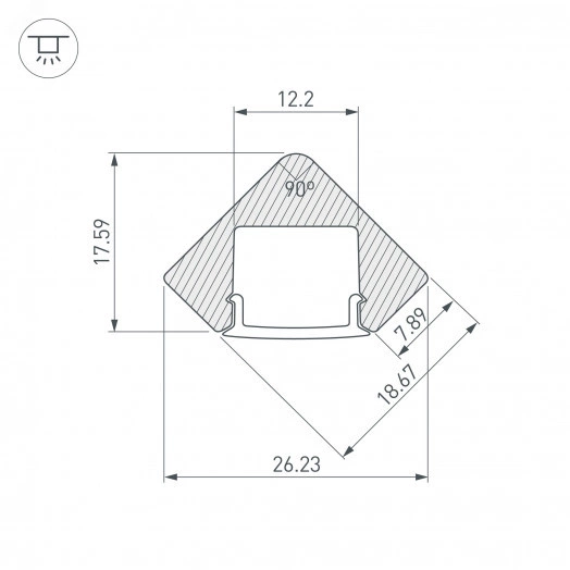 Профиль с экраном ALU-D45-2000 ANOD+FROST (ARL, Алюминий)