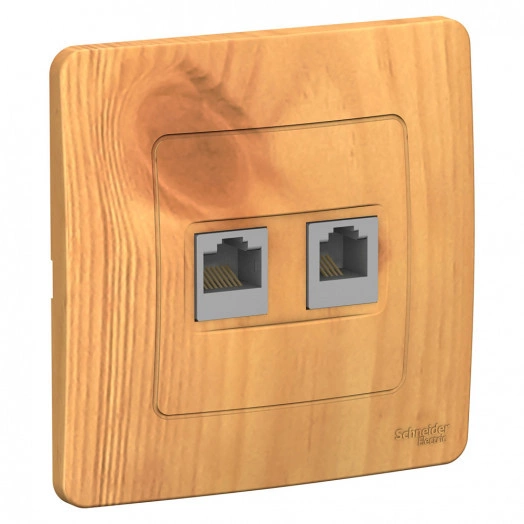 Розетка BLANCA двойная компьютерная скрытой установки RJ45 категория 5e +телефон RJ11 ясень