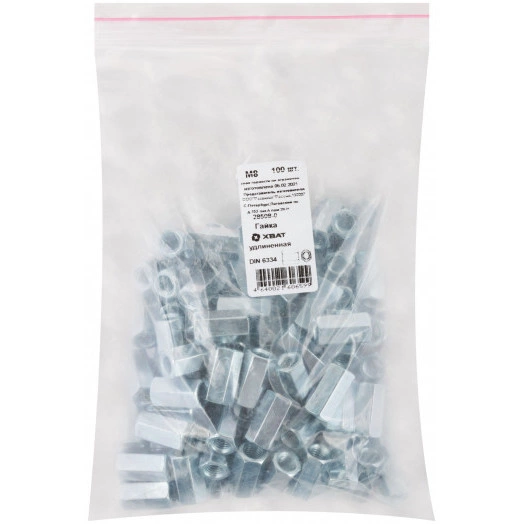 Гайка DIN6334 М8 удлиненная соединительная оцинкованная (100 шт)