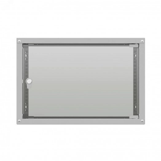 Шкаф настенный телекоммуникационный LIME 6U 550х350х370мм, 2 профиля 19, дверь стеклянная, боковые стенки несъемные, разобранный, серый RAL 7035