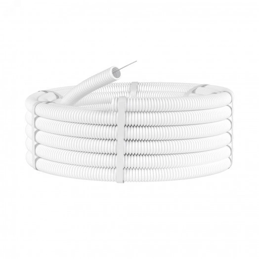 Труба ПЛЛ гибкая гофрированная не содержит        галогенов 40мм ПВ-0 с протяжкой (20м) белая
