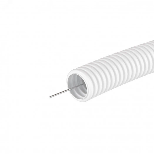 Труба ПЛЛ гибкая гофрированная не содержит        галогенов 40мм ПВ-0 с протяжкой (20м) белая
