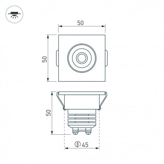 Светодиодный светильник LTM-S50x50WH 5W Day White 25deg (ARL, IP40 Металл, 3 года)