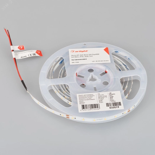 Лента NT-A60-8mm 24V White6000 (4.8 W/m, IP20, 3528, 5m) (, Открытый)
