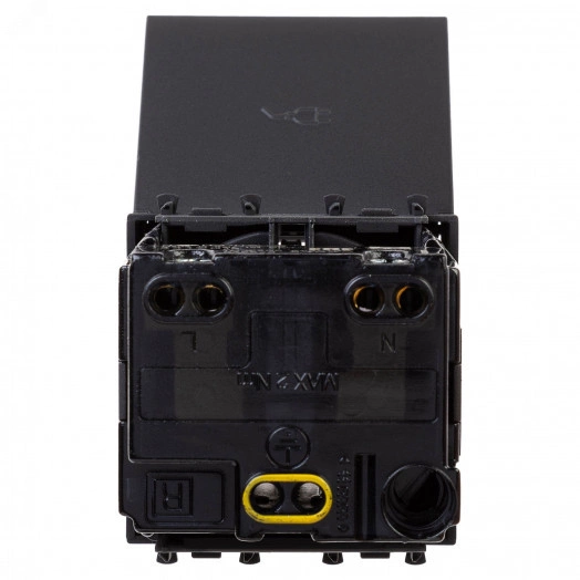 Avanti Розетка с крышкой модульная, 2P+E, с з/ш, , Черный матовый, 2 модуля