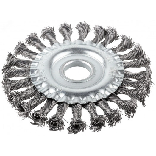 Корщетка-колесо, посадочный диаметр 22,2 мм, стальная витая проволока 125 мм, блистер