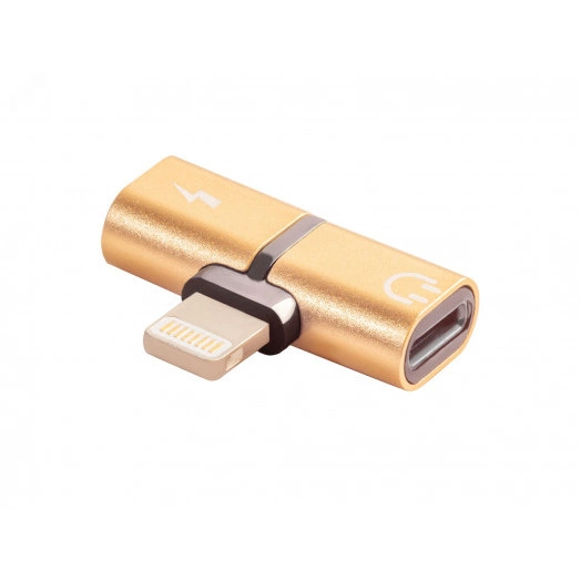 Адаптер-переходник Lightning на 2x Lightning, золотистый