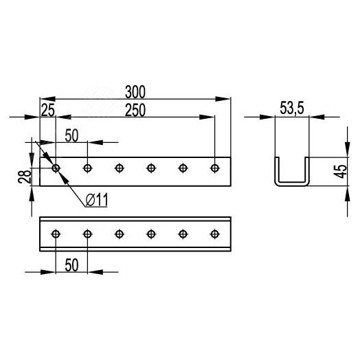 Соединитель опорной конструкции (кабельной эстакады) BTL-20 300мм горячеоцинкованный