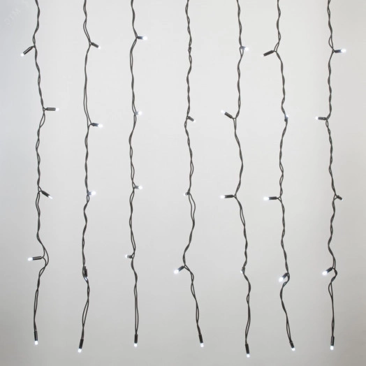 Занавес светодиодный с эффектом мерцания 3х2м Соединяемый 384 светодиода Белый свет Провод черный ULD-C3020-384/TBK WHITE IP67 TM Uniel