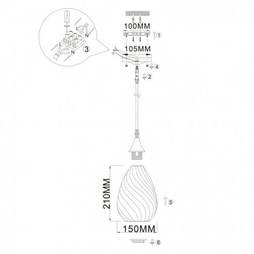 Светильник подвесной (подвес) Lily 9122-201 1 х Е27 40 Вт модерн потолочный Rivoli (Б0054873)