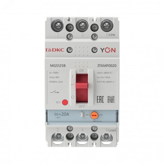 Автоматический выключатель YON MGS125 3P 16-20A 18kA