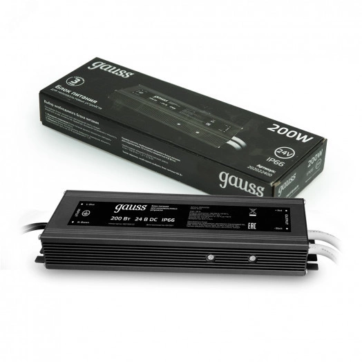 Блок питания (драйвер) для светодиодной ленты 200 Вт 24 В герметичный IP66 Black Gauss