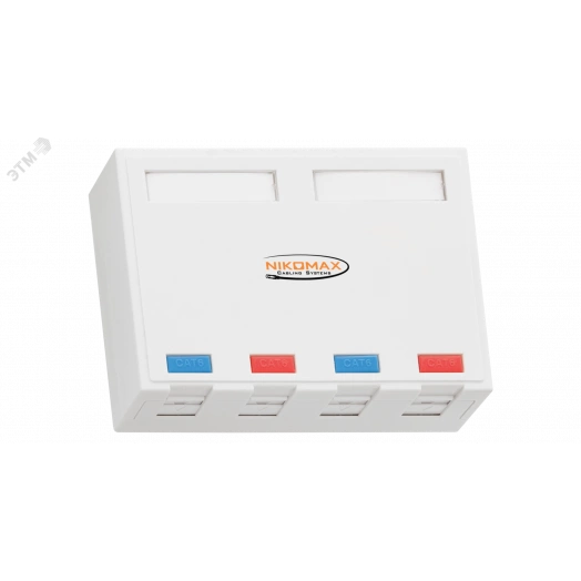 Корпус настенной розетки 4 порта под модули Keystone со шторками белый