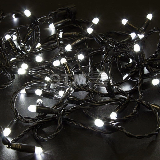 Гирлянда Нить 10 м, постоянное свечение, черный ПВХ, 24В, белый