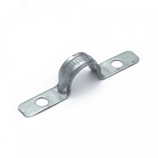 Скоба металлическая двухлапковая усиленная противопожарная СМДУ d16-17 мм отв. d 6,5 мм (100 шт/уп)