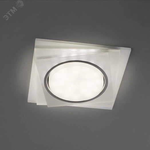 Светильник ДВО-15w GX53 без лампы со светодиодной подсветкой 4000К квадратный матовый хром