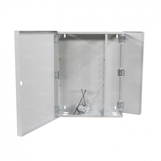 Кросс оптический настенный частично укомплектованный 96 портов FC/ST (планка FC/ST - 12шт, планка-заглушка-4шт, сплайс-кассета-3шт) серый RAL 7035