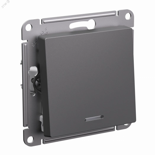 ATLASDESIGN 1-кл ПЕРЕКЛЮЧАТЕЛЬ с подсветкой, сх.6а, 10АХ, механизам, БАЗАЛЬТ