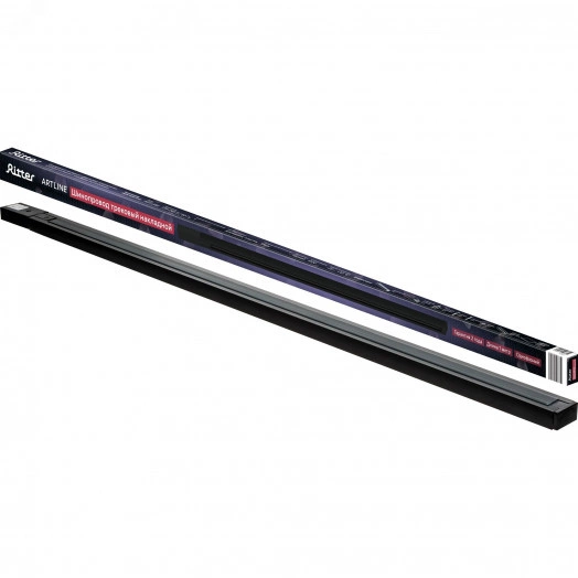 Шинопровод трековый, накладной, однофазный, ARTLINE, с питанием и заглушкой, 930мм, алюминий/медь с держателями с пластиковой планкой, черный, 59785 2, Ritter