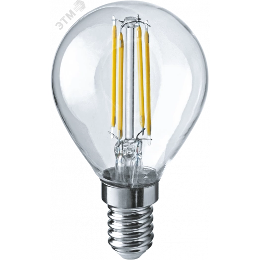 Лампа светодиодная LED 4вт Е14 теплый шар FILAMENT
